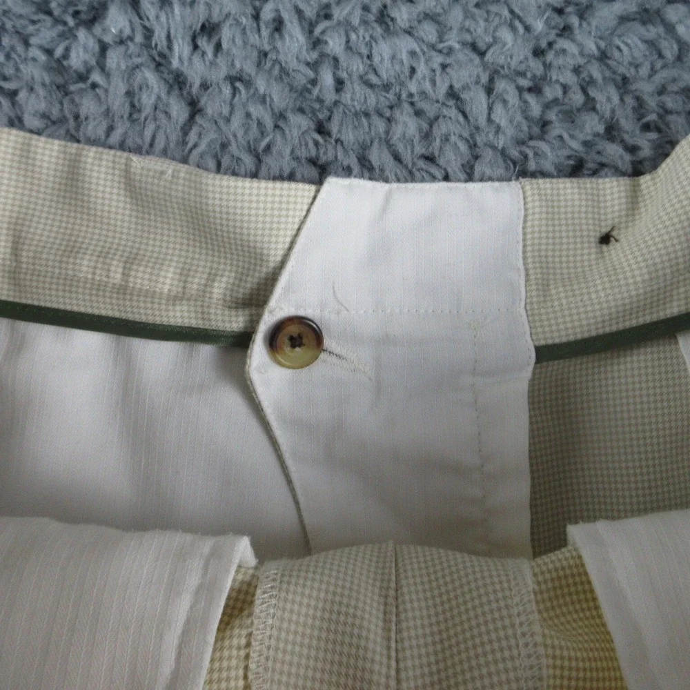 Donald Ross Shorts Mens 36 Beige White Houndstooth Plaid Chino 36x8.5*
